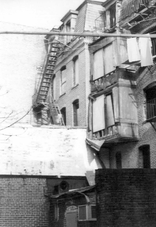 Figure 7 / Boarded-up brownstones purchased from the Boston Redevelopment Authority, October 1976 (back view)