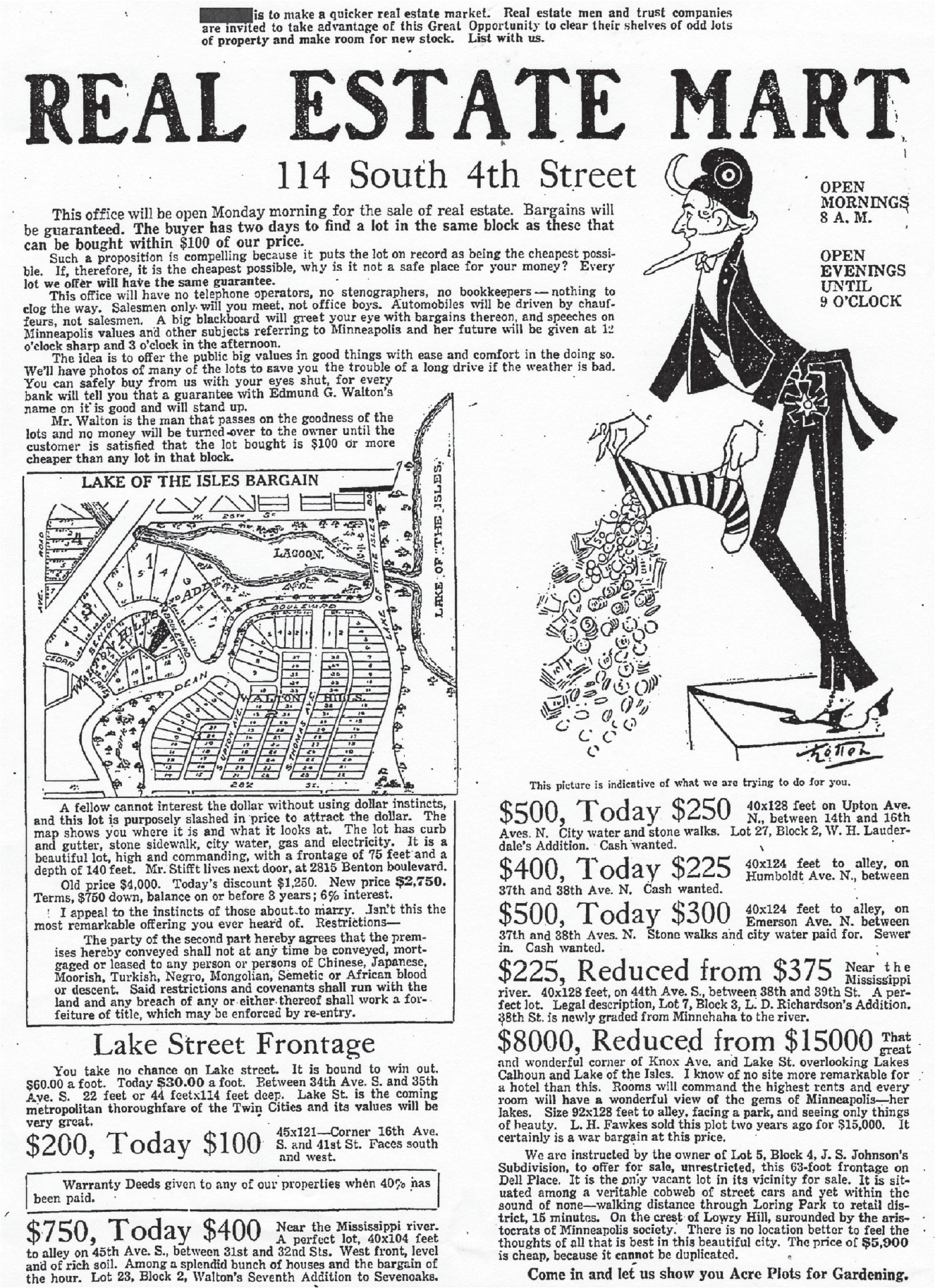 Figure 8.1: A 1919 real estate advertisement from Minneapolis that highlighted a covenant barring sale or rental of houses to “persons of Chinese, Japanese, Moorish, Turkish, Negro, Mongolian, Semetic [sic] or African blood or descent.”