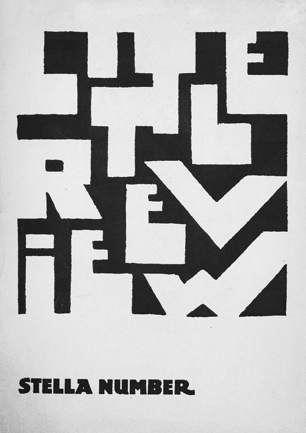 Figure 11. <<Short-Desc>> Figure 11 An abstract text design with “Little Review” printed in blocky, jumbled letters. The letters emerge from a negative space design over a red square. Below the design, in the lower left, “Stella Number” is printed in red, capital letters.