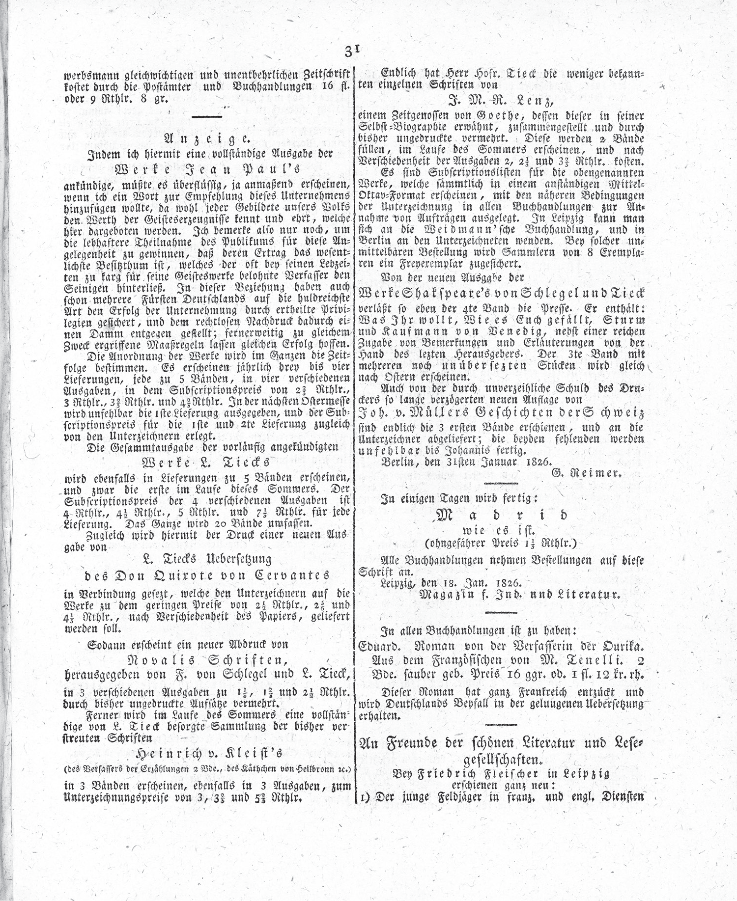 Figure 5.2. A page from the advertising supplement Intelligenzblatt zum Morgenblatt für gebildete Stände.