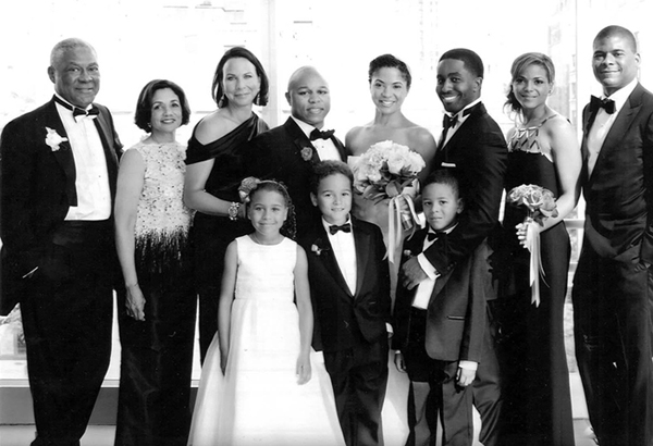 Figure 19 / Tom, Addie, Nigel’s wife Diane, Michael, Evonne, Evonne’s groom Christopher, Victoria, Nigel (rear left to right), Nigel’s children Isabella, Carter, and Logan (front left to right) at Evonne’s wedding, June 2013