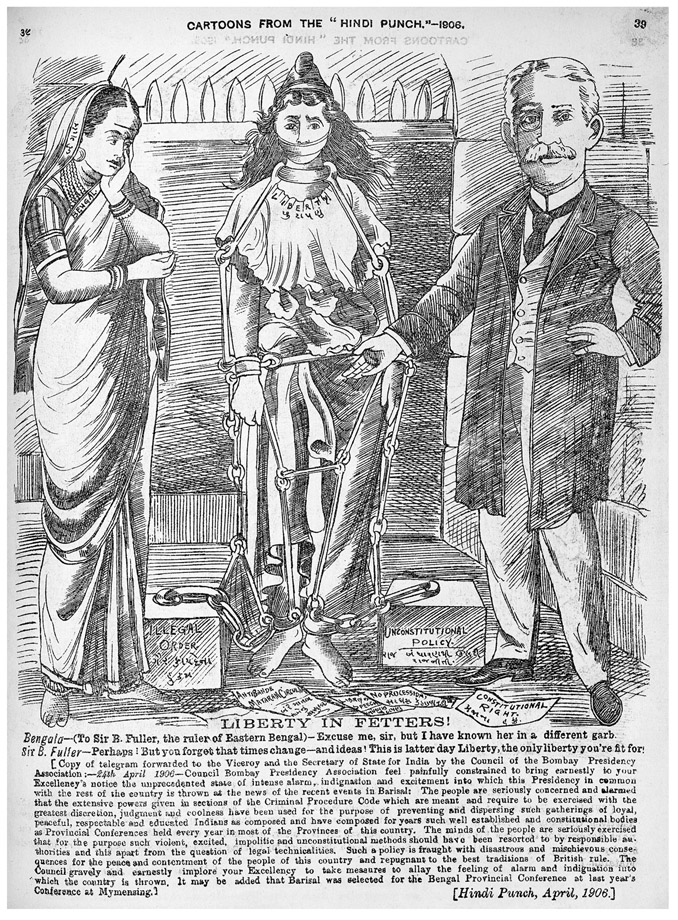 FIGURE 2.15 / “Liberty in Fetters!” from Hindi Punch, April 1906, 39. Asia Pacific and Africa Holdings, British Library. Shelfmark SW238, © British Library Board.