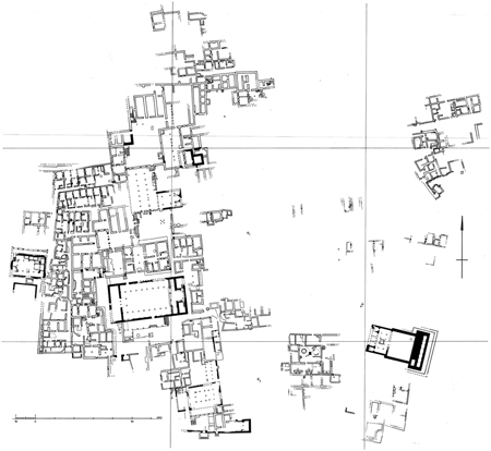 Figure 11.5. A foundation plan for Monastery of Apa Jeremias showing all the spaces excavated by James Quibell.