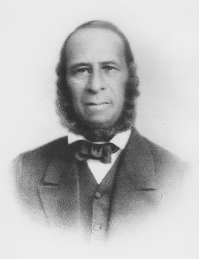This signed photograph of Elder Charles Bennett Ray shows a well-dressed man of middle years with a vest coat buttoned to the top, thinning hair above a long pale face, and a curling beard hewing firmly to his jawline.
