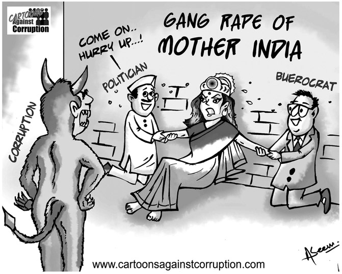 FIGURE 2.1 / “Gang Rape of Mother India,” 2012. https://cartoonsagainstcorruption.blogspot.com/search/label/dirty.