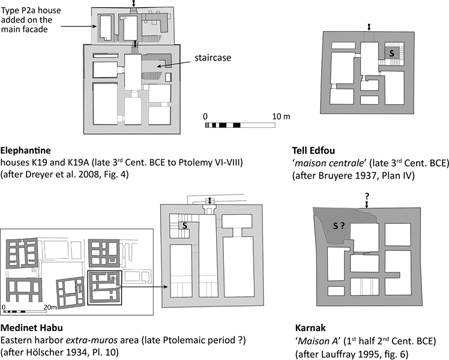 Figure 3.6. A set of foundation plans for Ptolemaic tower houses from Upper Egypt.