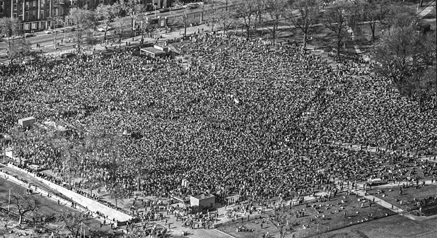 Figure 33. Aerial view of tens of thousands of people assembled on Boston Common.