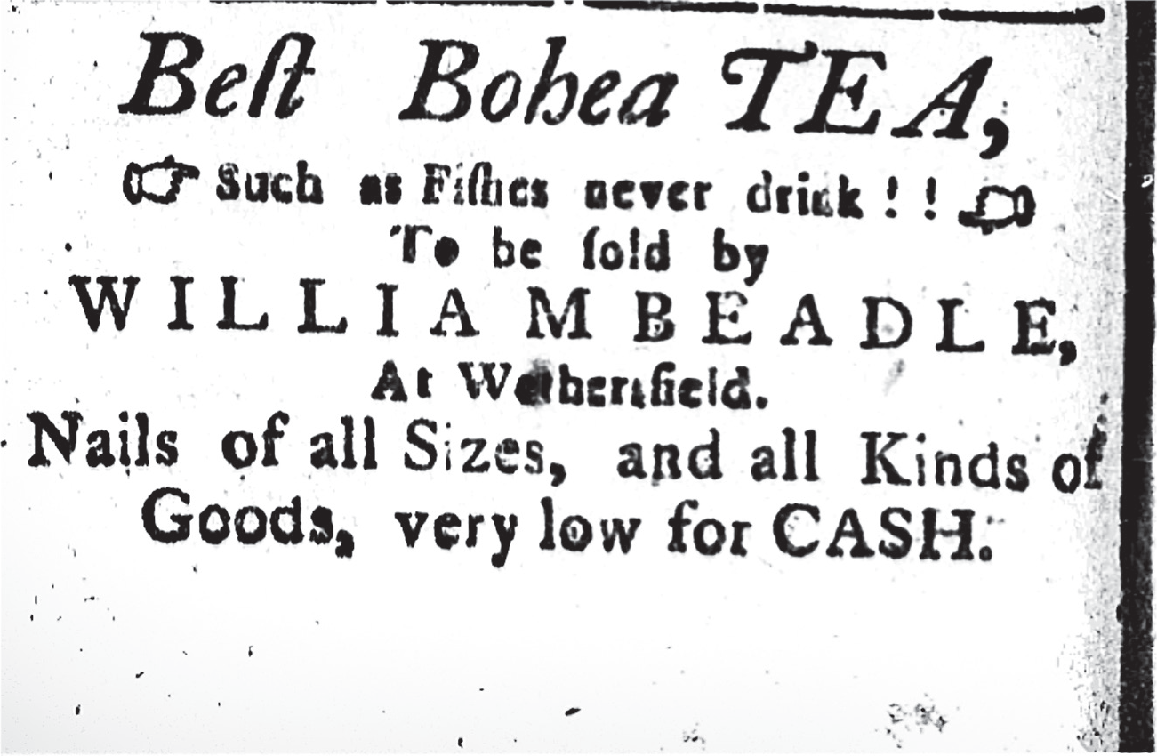 An ad for tea, “Such as Fishes never drink!!”