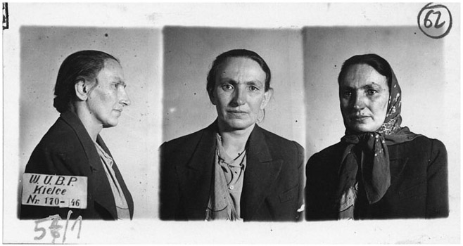 Figure 37. Panel of three photos of a woman: from the side (left), facing forward (center), and looking to the side of the camera with a headscarf (right).