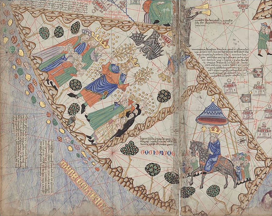 Figure 16. Detail of the Catalan Atlas. Same image as figure 15, flipped 180 degrees.