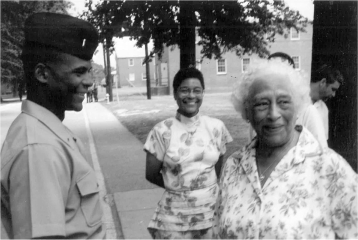 Figure 17 / Nigel, Nigel’s mother Stephanie, and Tom’s mother (left to right) at Nigel’s graduation from Marine Corps Officer Candidate School, August 1991
