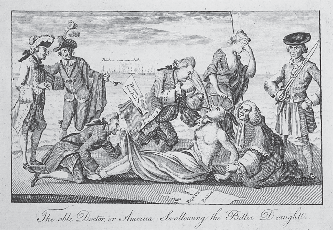 A sexually suggestive cartoon showing the prime minister forcing a Native American avatar of “America” to drink.