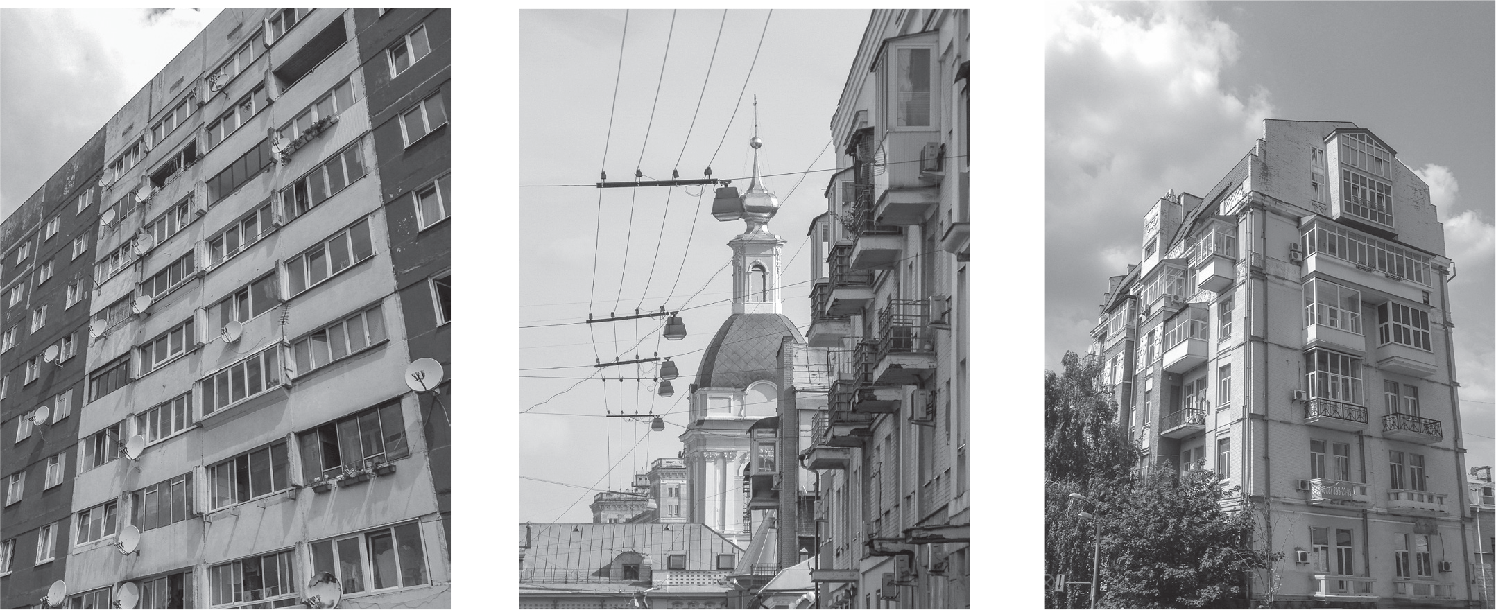 Enclosed and open post-Soviet balconies.