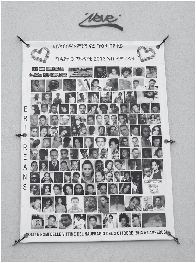 Figure 12. A poster of 184 photos of people’s faces is attached to a white wall.