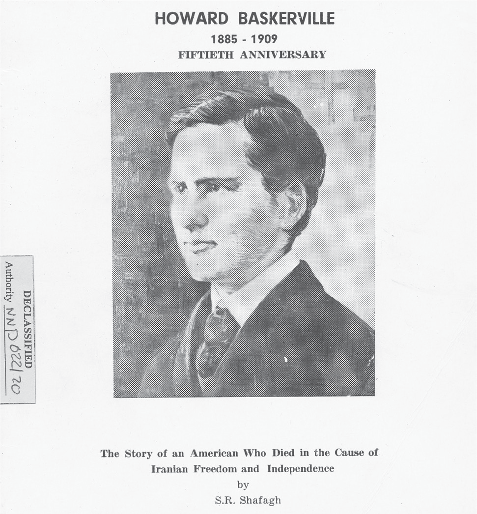 The cover of the Howard Baskerville pamphlet provides visual evidence of the source analyzed in chapter 5. Baskerville’s likeness is the focal point of the pamphlet. The national colors of Iran are at the top and those of the United States at the bottom.