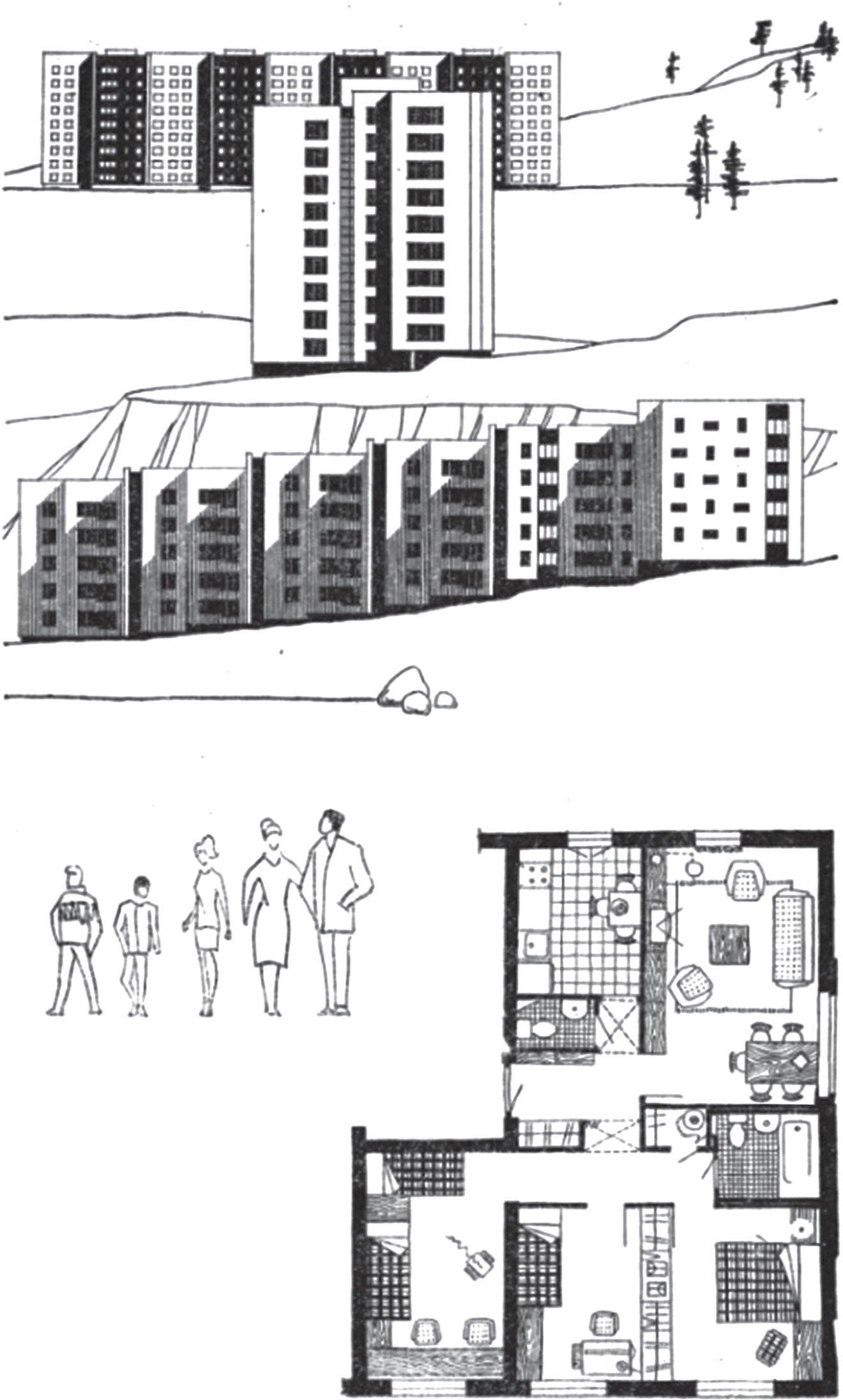 Apartment with two bathrooms.